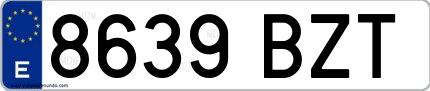 Ejemplo de matrícula española 8639 BZT