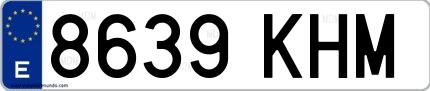 Ejemplo de matrícula española 8639 KHM