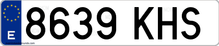 Ejemplo de matrícula de coche ordinaria 8639 KHS