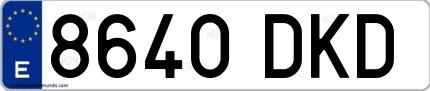 Ejemplo de matrícula española 8640 DKD