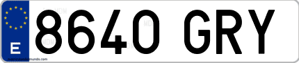 Ejemplo de matrícula de coche ordinaria 8640 GRY