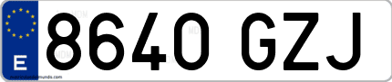 Ejemplo de matrícula de coche ordinaria 8640 GZJ