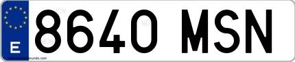 Ejemplo de matrícula española 8640 MSN