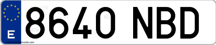 Ejemplo de matrícula de coche ordinaria 8640 NBD