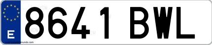 Ejemplo de matrícula española 8641 BWL