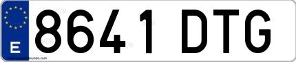 Ejemplo de matrícula española 8641 DTG