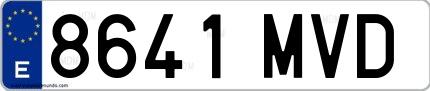 Ejemplo de matrícula española 8641 MVD