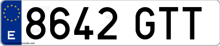 Ejemplo de matrícula de coche ordinaria 8642 GTT