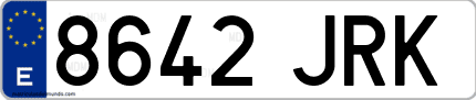 Ejemplo de matrícula de coche ordinaria 8642 JRK