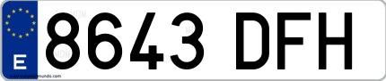 Ejemplo de matrícula española 8643 DFH