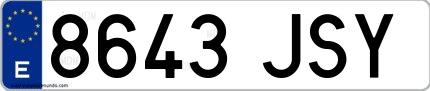 Ejemplo de matrícula española 8643 JSY