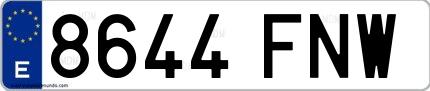 Ejemplo de matrícula española 8644 FNW