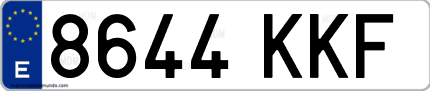 Ejemplo de matrícula de coche ordinaria 8644 KKF