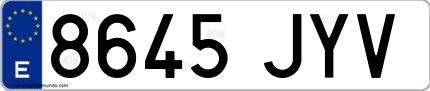 Ejemplo de matrícula española 8645 JYV