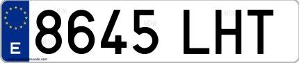 Ejemplo de matrícula española 8645 LHT