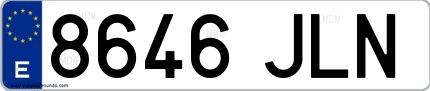 Ejemplo de matrícula española 8646 JLN