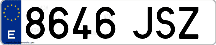 Ejemplo de matrícula de coche ordinaria 8646 JSZ