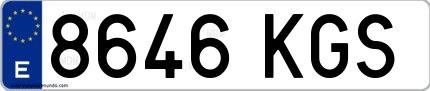 Ejemplo de matrícula española 8646 KGS