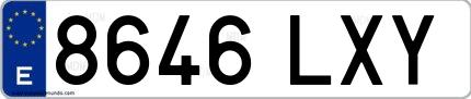 Ejemplo de matrícula española 8646 LXY