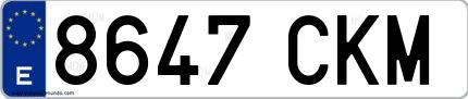 Ejemplo de matrícula española 8647 CKM