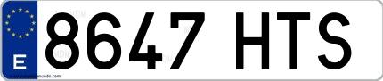 Ejemplo de matrícula española 8647 HTS