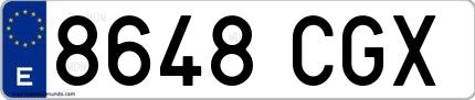 Ejemplo de matrícula española 8648 CGX