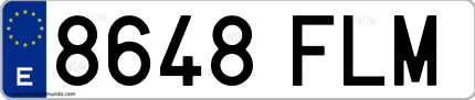 Ejemplo de matrícula de coche ordinaria 8648 FLM