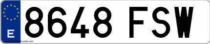 Ejemplo de matrícula de coche ordinaria 8648 FSW