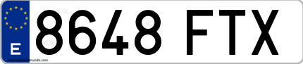 Ejemplo de matrícula de coche ordinaria 8648 FTX