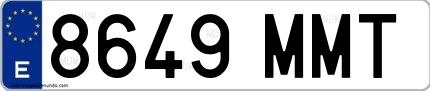 Ejemplo de matrícula española 8649 MMT