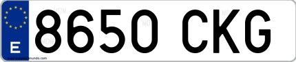 Ejemplo de matrícula española 8650 CKG