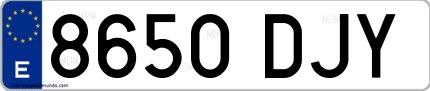 Ejemplo de matrícula española 8650 DJY