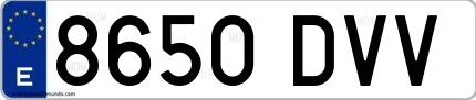 Ejemplo de matrícula española 8650 DVV