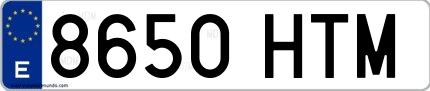 Ejemplo de matrícula española 8650 HTM