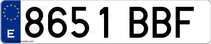 Ejemplo de matrícula de coche ordinaria 8651 BBF
