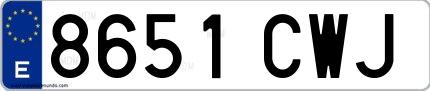 Ejemplo de matrícula española 8651 CWJ