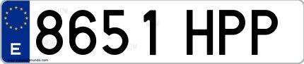 Ejemplo de matrícula española 8651 HPP