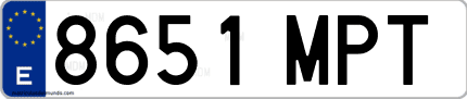 Ejemplo de matrícula de coche ordinaria 8651 MPT