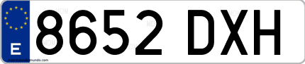 Ejemplo de matrícula de coche ordinaria 8652 DXH
