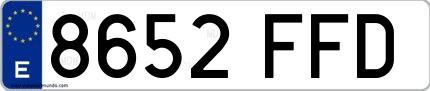 Ejemplo de matrícula española 8652 FFD