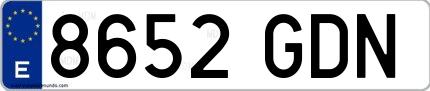 Ejemplo de matrícula española 8652 GDN