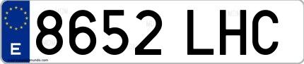 Ejemplo de matrícula española 8652 LHC