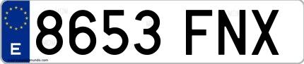 Ejemplo de matrícula española 8653 FNX