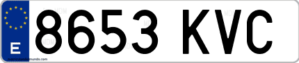 Ejemplo de matrícula de coche ordinaria 8653 KVC