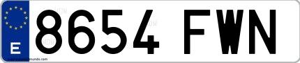 Ejemplo de matrícula española 8654 FWN