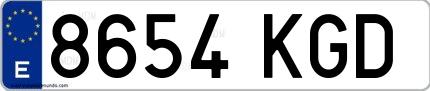 Ejemplo de matrícula española 8654 KGD