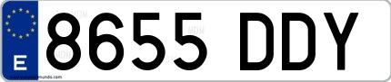 Ejemplo de matrícula española 8655 DDY