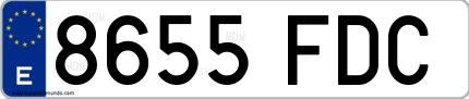 Ejemplo de matrícula española 8655 FDC
