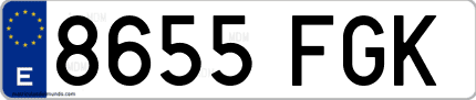 Ejemplo de matrícula de coche ordinaria 8655 FGK