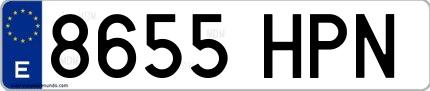 Ejemplo de matrícula española 8655 HPN